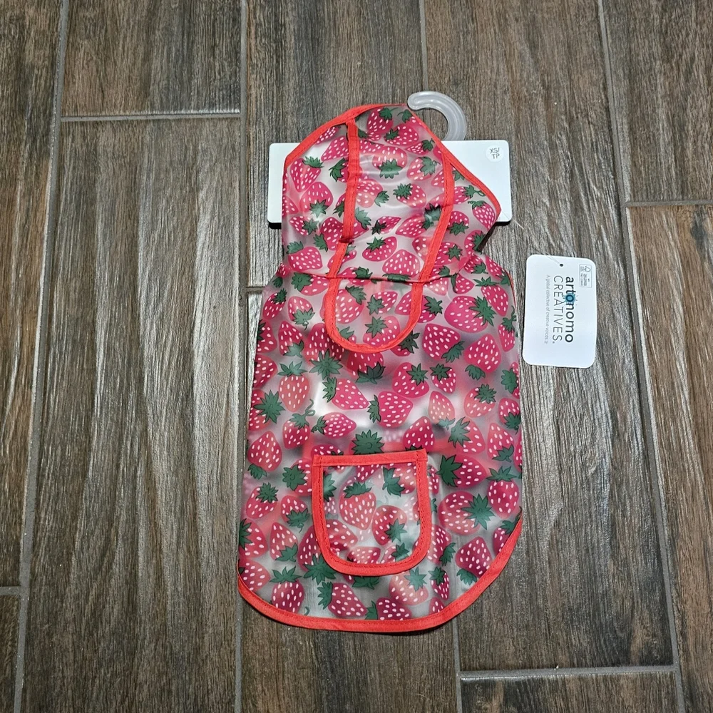 Artonomo Creatives Strawberry Print Dog Rain Coat